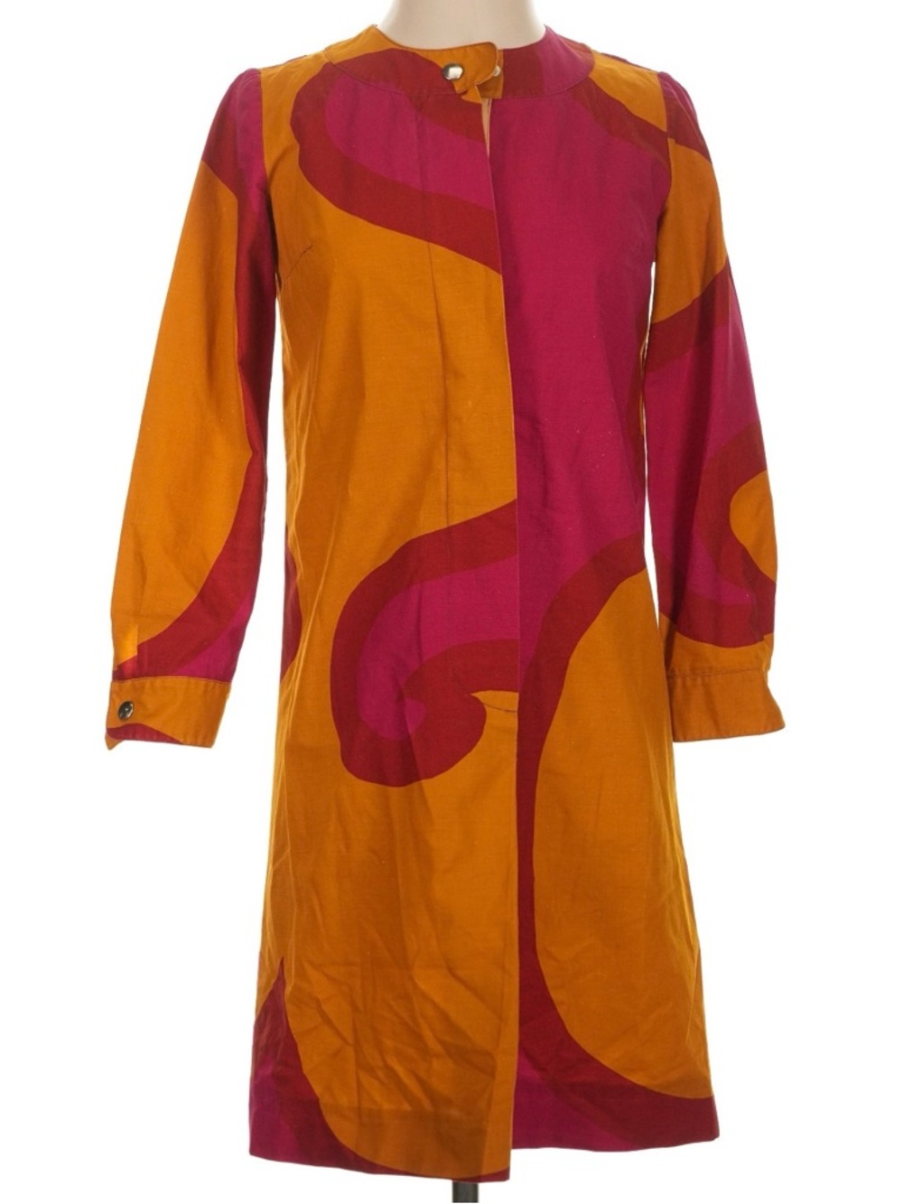 Vintage Marimekko Suomi Shift Dress Orange pink abstract size 34